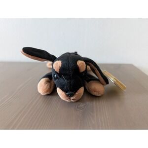 Ty Beanie Babies Doby the Doberman Pinscher Black Tan Dog‎ Plush Vintage Sensory